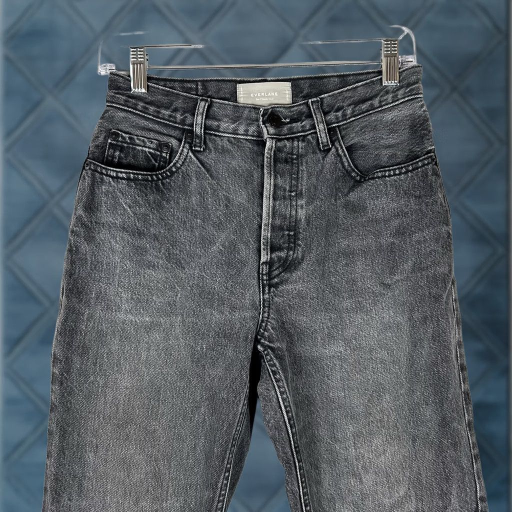 Everlane Everlane The Cheeky Jean Womens 25R Gray Denim Jeans Dark Wash Buttonfly Casual Straight 90s Pattern Womens Size 42" / US 20 - 1 Thumbnail