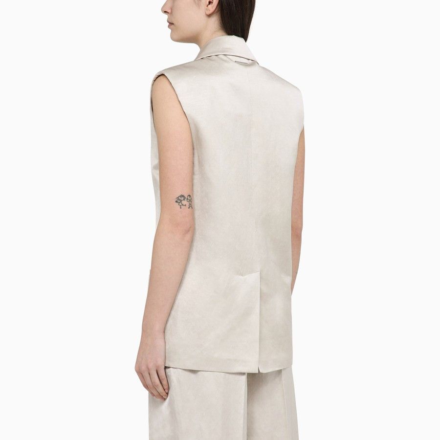 Calvin Klein o1d2blof0824 Single-Breasted Waistcoat in Beige Size XS / US 0-2 / IT 36-38 - 3 Thumbnail