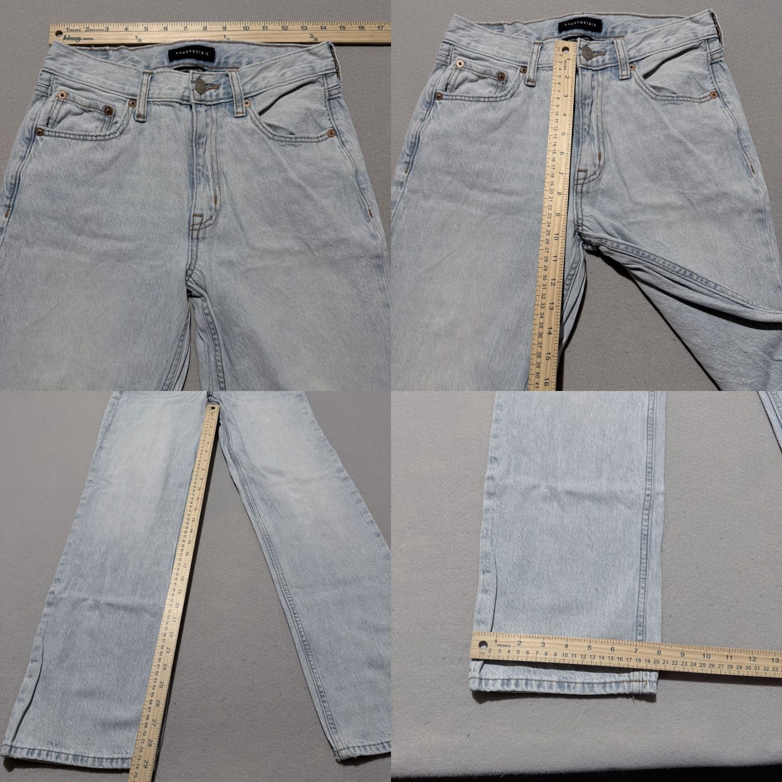 Vintage Aeropostale Jeans Women Blue Denim Straight Baggy High Rise 4 Pockets 5-Pocket Design 90s City Jeans Weave? Size 27" / US 4 / IT 40 - 9 Thumbnail