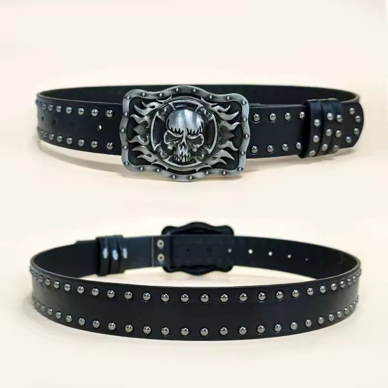 Cowboy Equipment Ghost Skull PU Leather Belt Size ONE SIZE - 2 Thumbnail