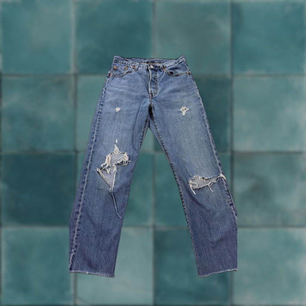 Levi's VINTAGE Levi's 501 Jeans Womens High Rise Distressed Straight Button Fly 25x26 Blue Jeans Womens Size 42" / US 20 - 1 Thumbnail