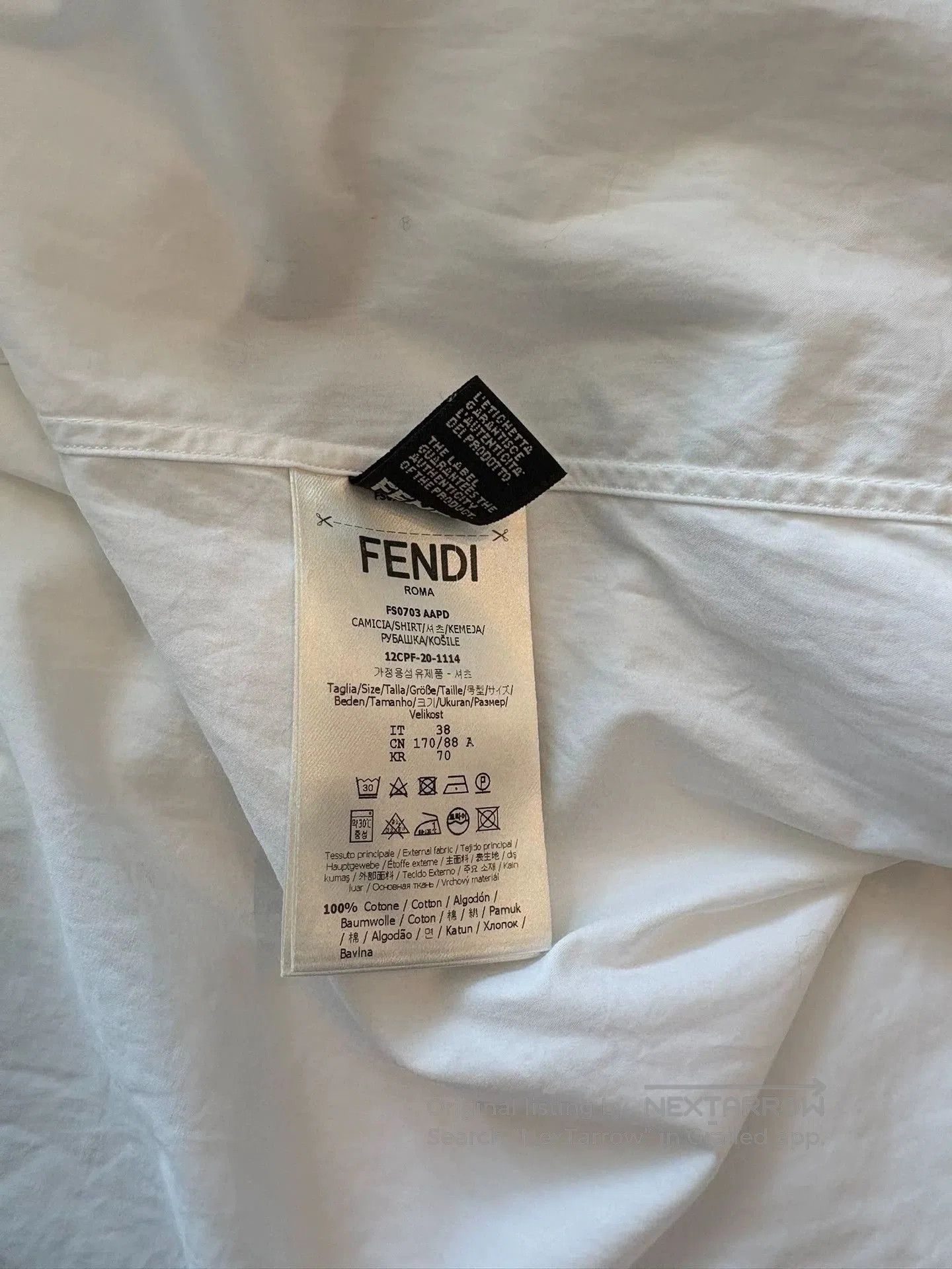 Fendi fendi white shirt with patterned cuffs. Size US S / EU 44-46 / 1 - 5 Thumbnail