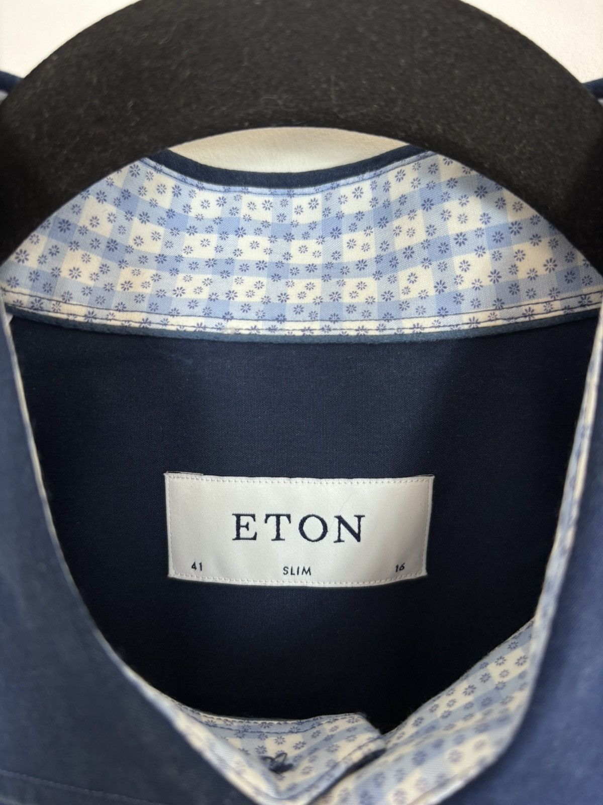 Eton Eton Men’s Slim Fit Blue Button Up Long Sleeve Dress Shirt Size US L / EU 52-54 / 3 - 7 Thumbnail