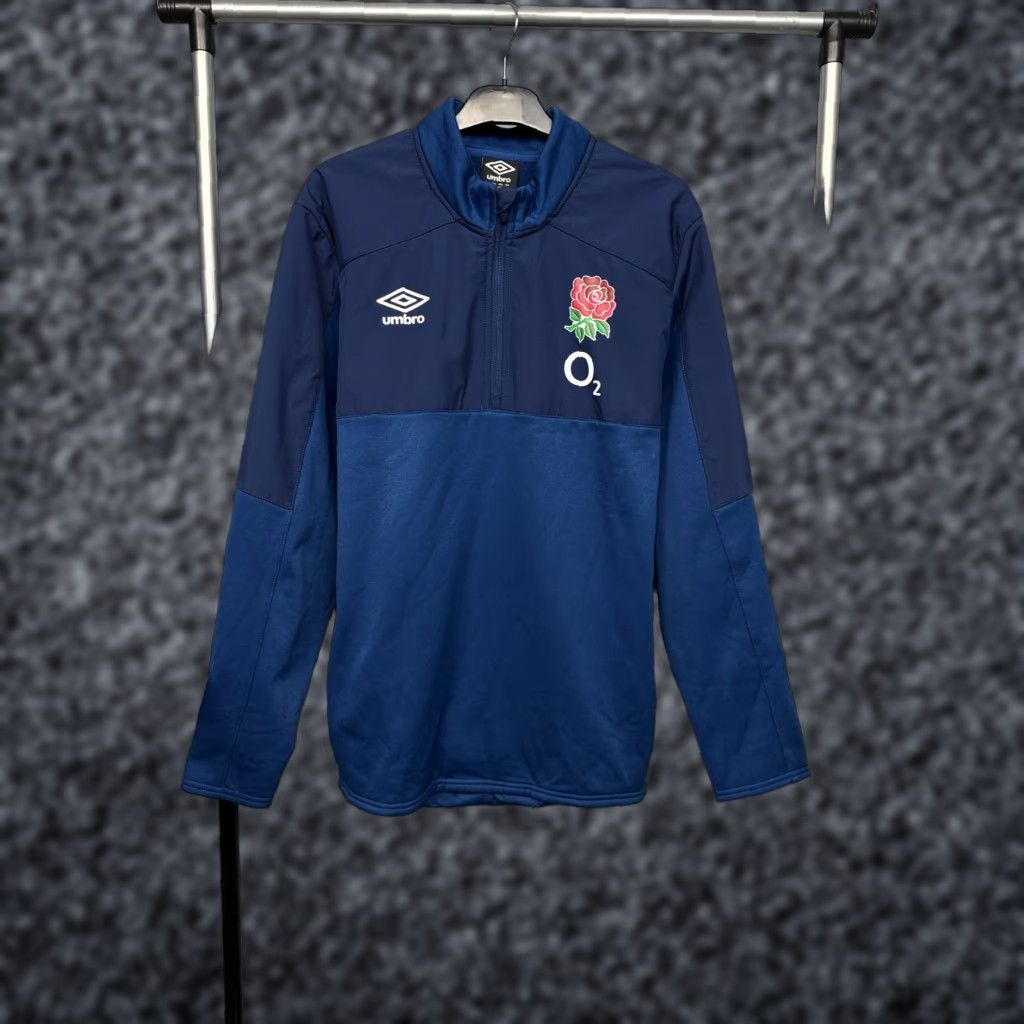 Umbro Umbro O2 England Rugby 1/4 Zip Long Sleeve Jersey XXL Blue Logo Sweatshirt Mens Size US XXL / EU 58 / 5 - 1 Thumbnail