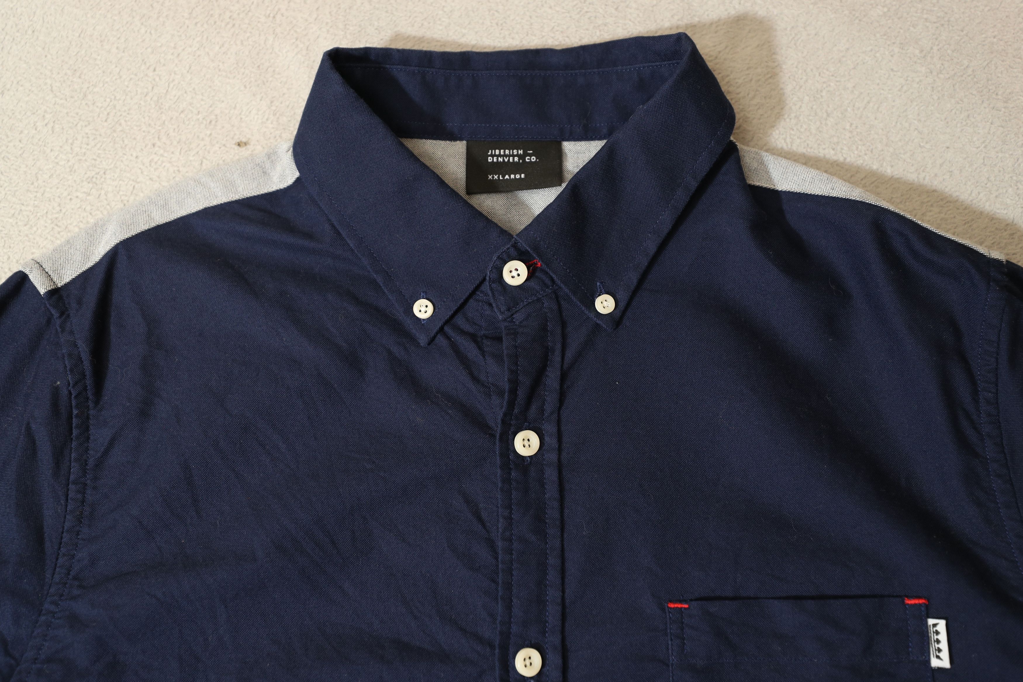 Jiberish Jiberish Navy Blue Gray Colorblock Button Shirt (XXL) Size US XXL / EU 58 / 5 - 8 Thumbnail