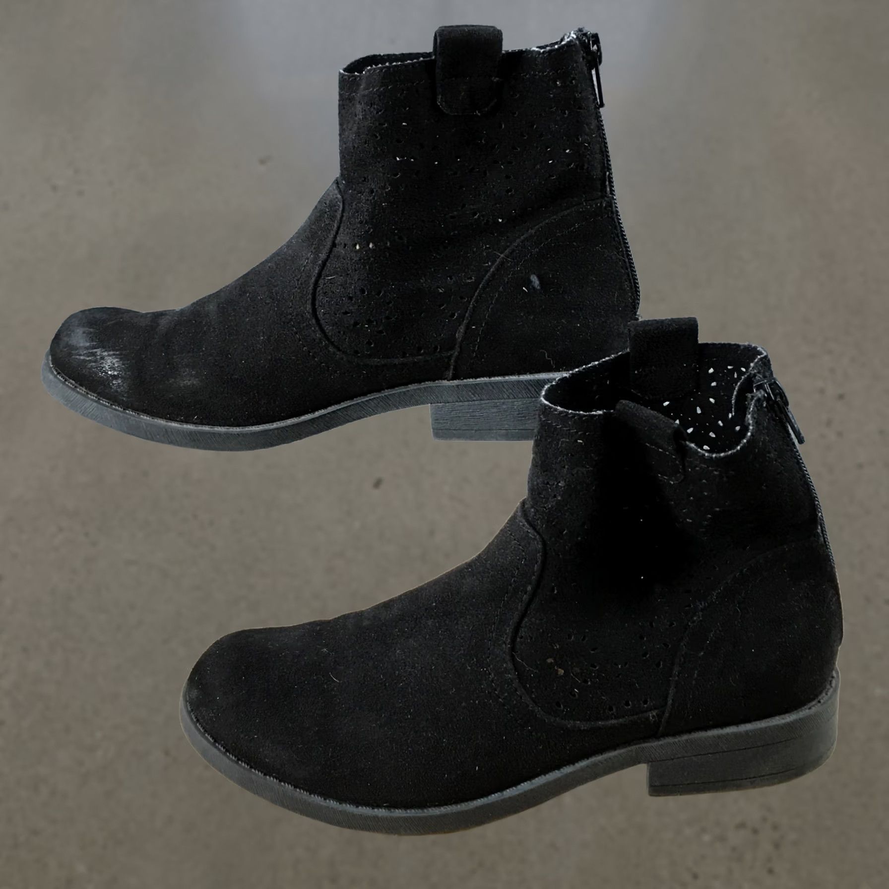 Vintage Arizona Boots Womens 7.5 M Ankle Booties Black Fabric Back Zipper Casual Heels Size US 8 / IT 38 - 1 Thumbnail