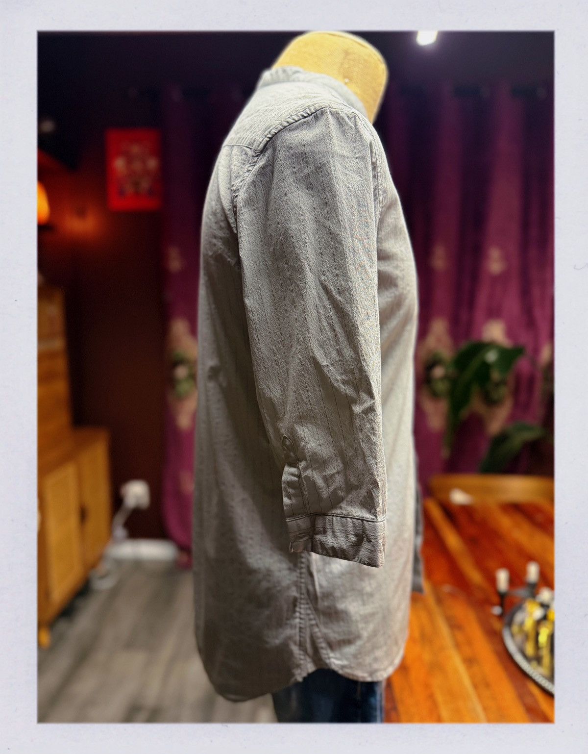 Other Minimalist Stand Collar Shirt – Light Grey Textured Cotton Size US S / EU 44-46 / 1 - 3 Thumbnail