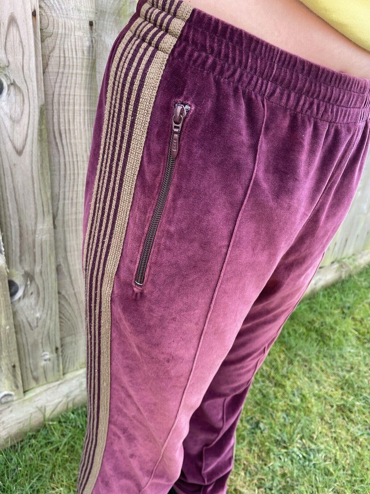 Designer Needles Nepenthes Velour Burgundy Joggers Small Size US 30 / EU 46 - 3 Thumbnail