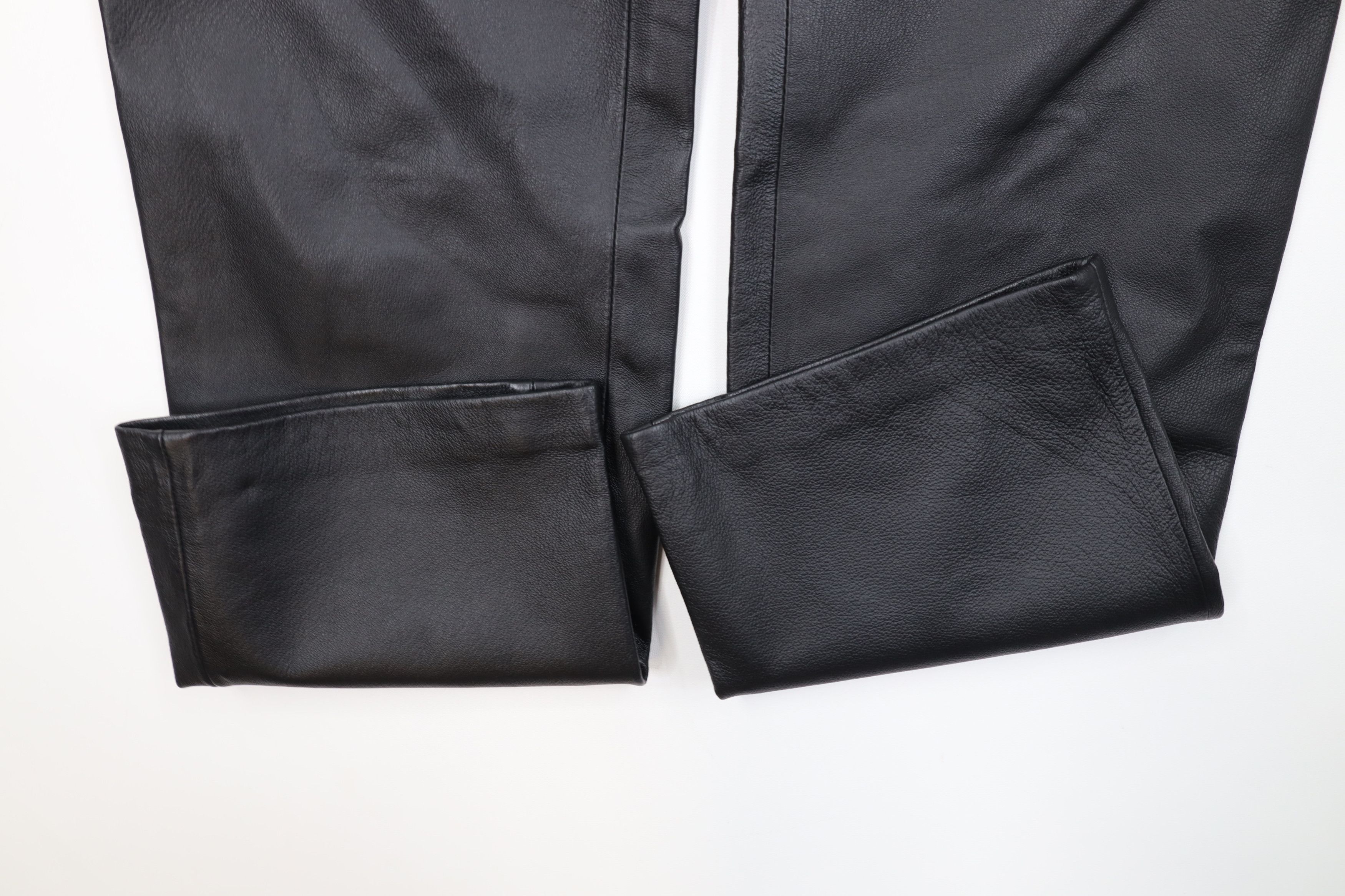 Vintage Vintage 90s Streetwear Leather Straight Leg Pants Black Size 28" / US 6 / IT 42 - 6 Thumbnail