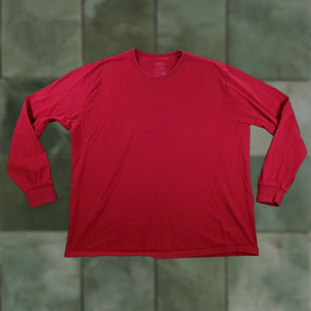 Jerzees JERZEES T-Shirt Men 2XL Red Long Sleeve Heavyweight Crew Neck Cotton Basic Everyday Shirt Mens 90s Classic Outdoors Size US XXL / EU 58 / 5 - 1 Thumbnail