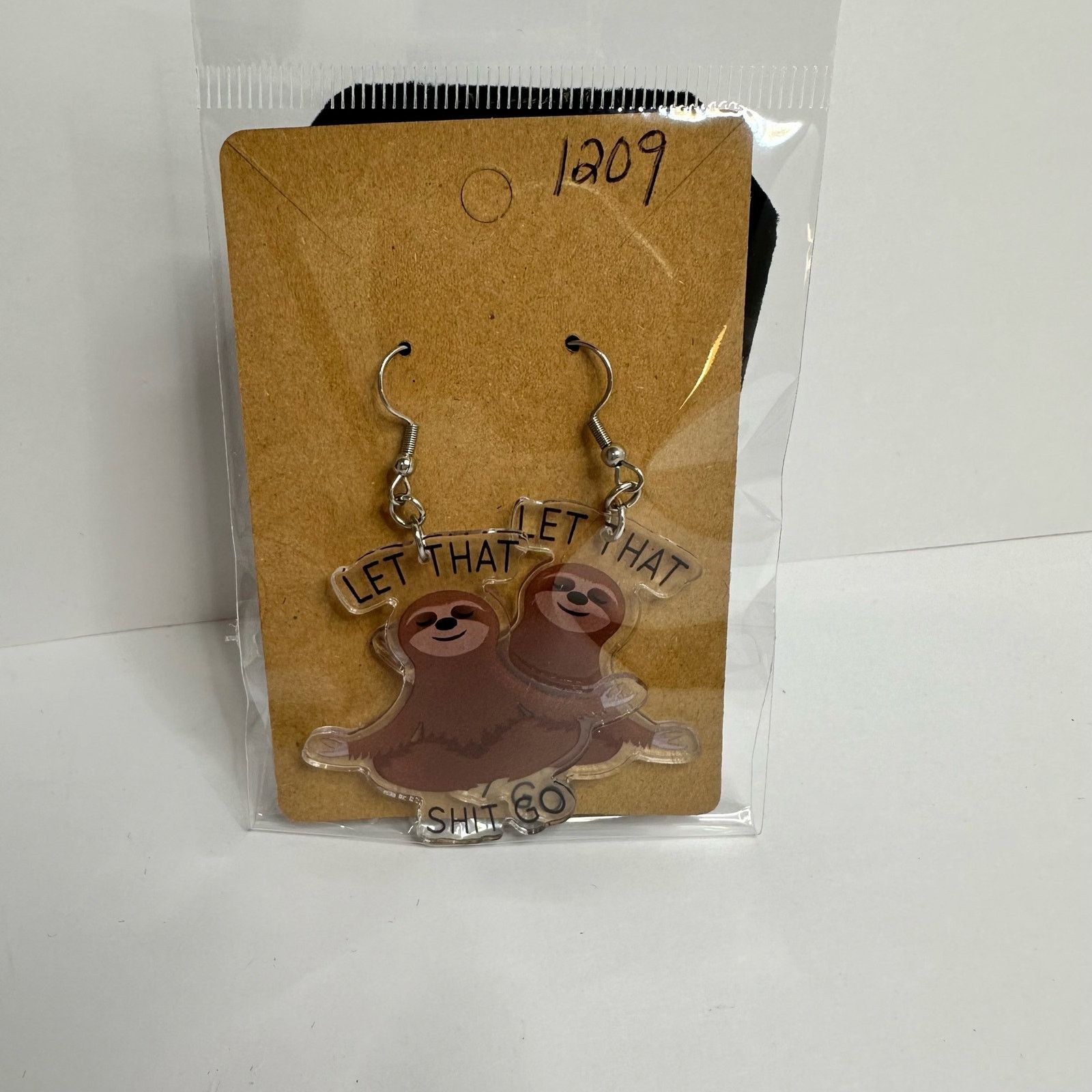 Other Sloth Meditating Earrings "Let That S**t Go" Funny Acrylic Size ONE SIZE - 5 Thumbnail