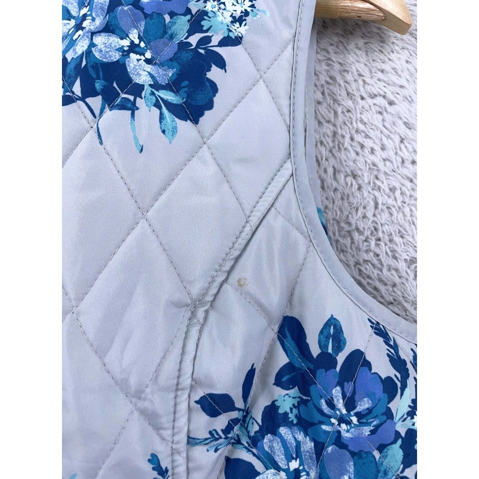 Vintage Appleseed's Quilted Vest Womens M Gray Blue Floral Lightweight Sleeveless Zip Up Size M / US 6-8 / IT 42-44 - 4 Thumbnail