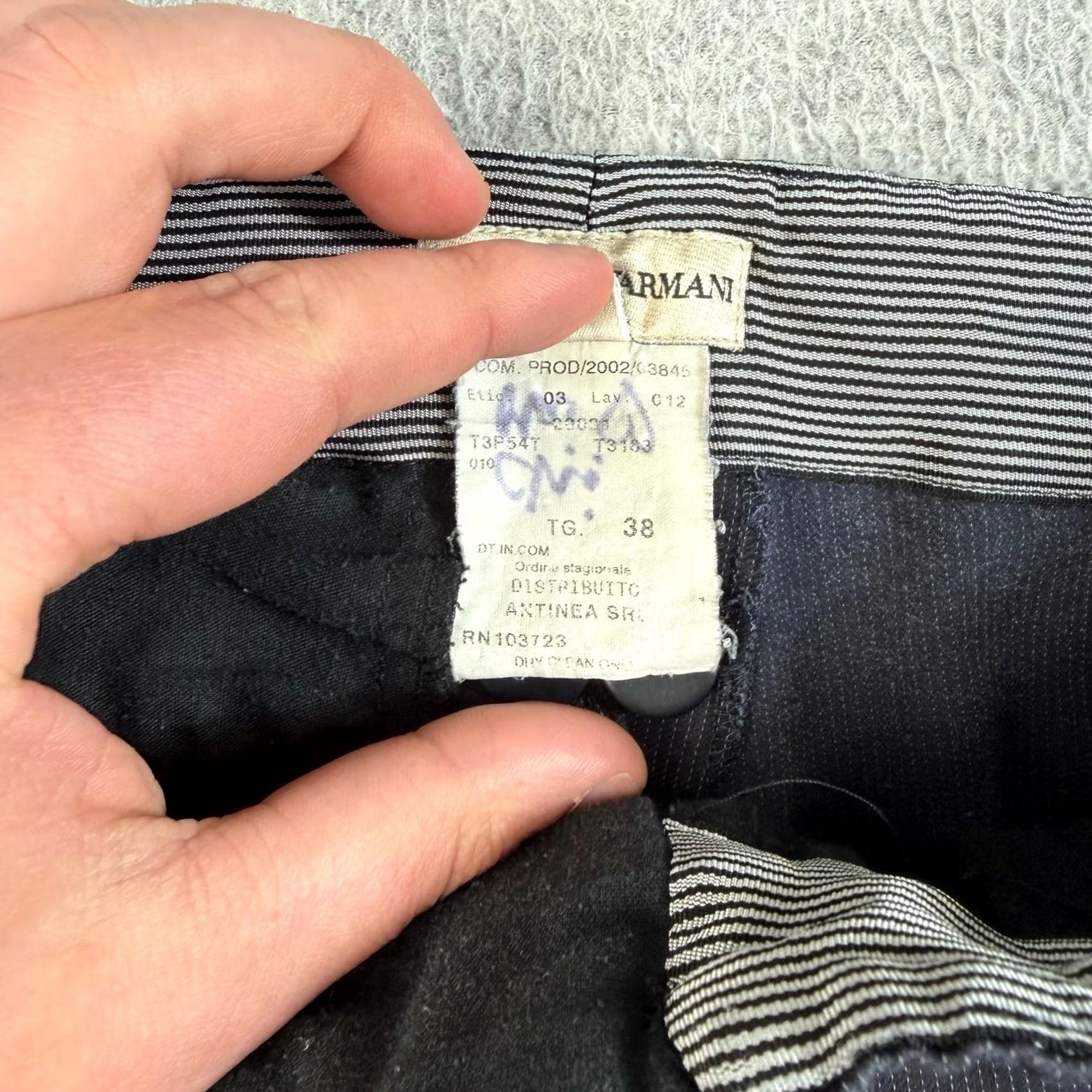 Emporio Armani Emporio Armani Pants Women 4 Blue Pinstripe Straight Leg Quiet Luxury Made Italy Size 27" / US 4 / IT 40 - 4 Thumbnail