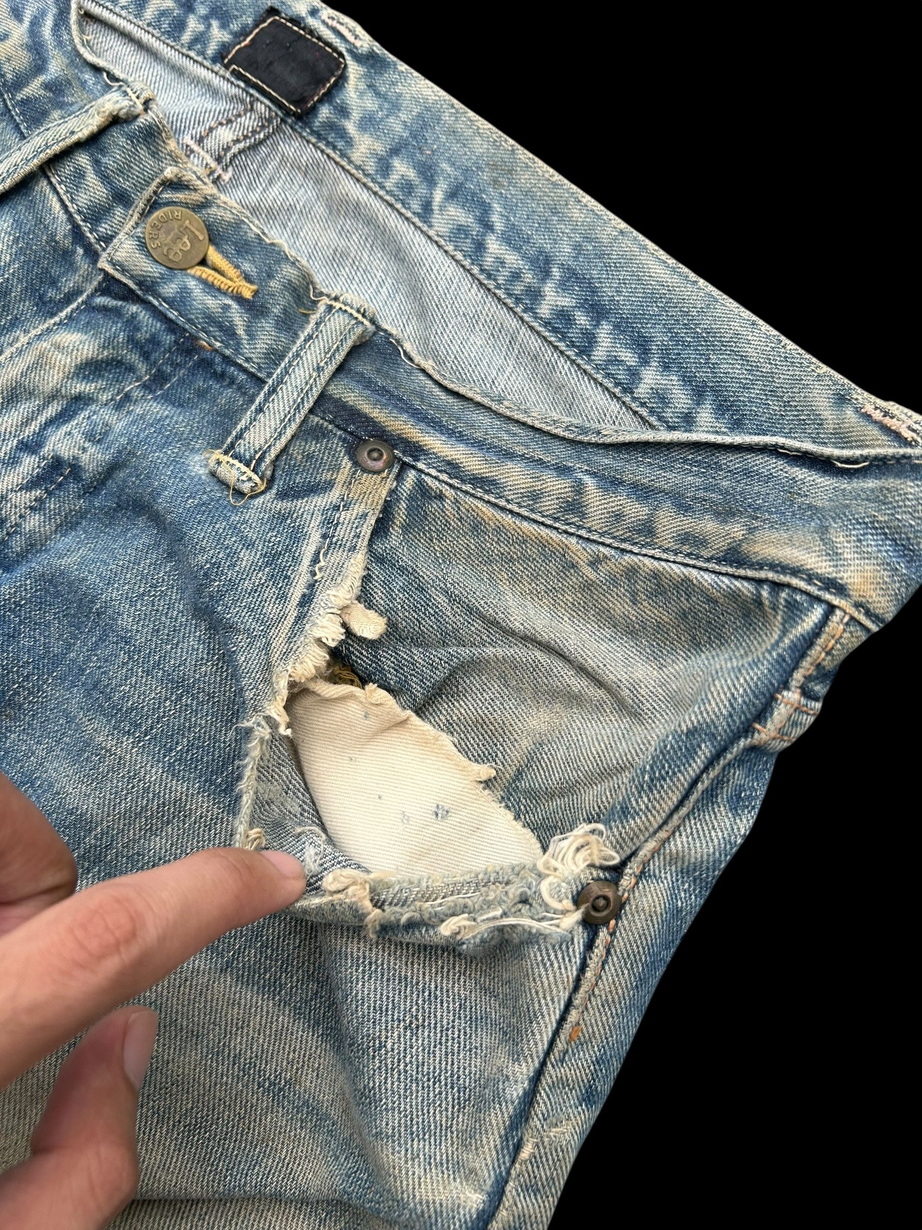 Kapital × Lee × Vintage Thrashed Vintage Lee Riders Selvedge Denim Jeans Size US 35 - 14 Thumbnail