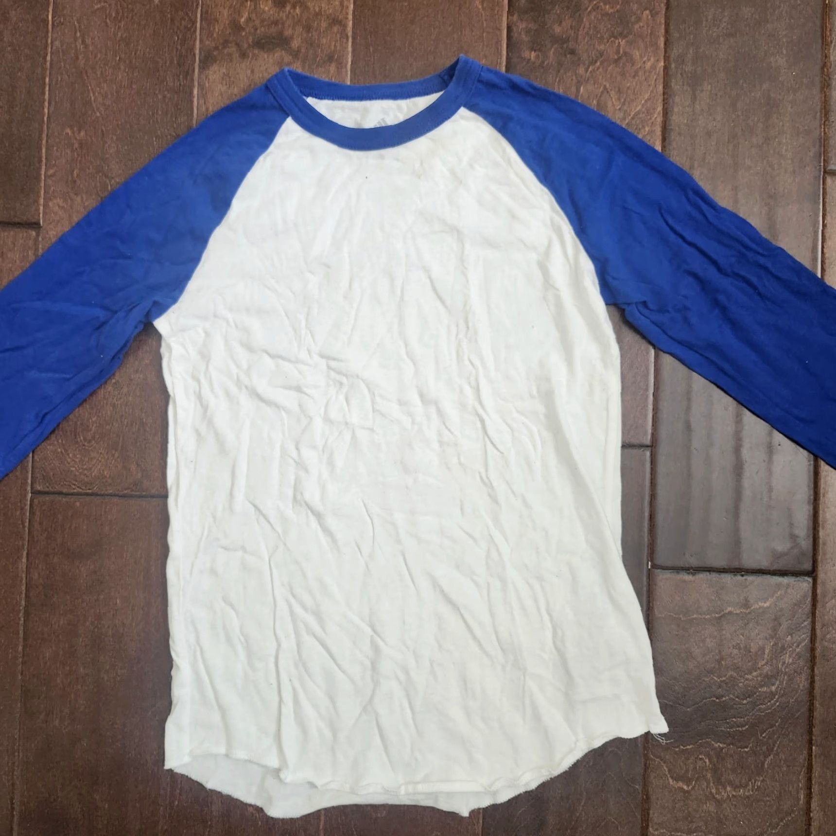 Adidas Adidas T-Shirt Raglan 3/4 Sleeve Mens Junior Medium Blue White Crew Neck Multicolor Cotton Shirt Tee Size US M / EU 48-50 / 2 - 4 Thumbnail