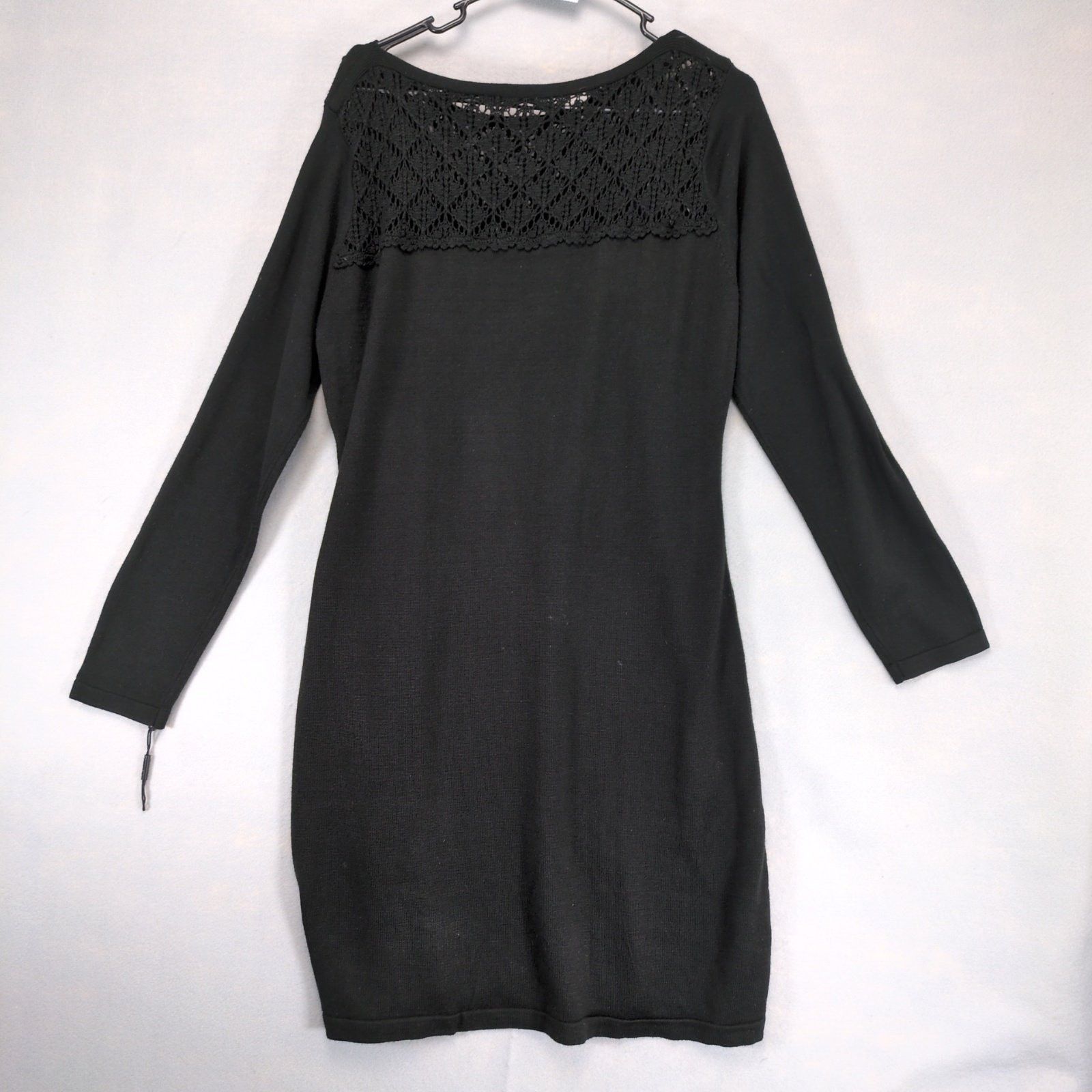 Calvin Klein Calvin Klein Women's XL Black Knit Crochet Detail Midi Dress Size XL / US 12-14 / IT 48-50 - 3 Thumbnail