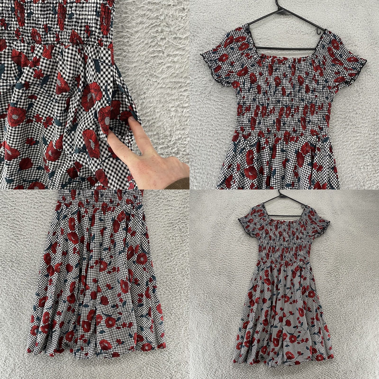 Vintage VINTAGE City Chic Dress Womens XS/14 Off Shoulder Gingham Floral Pockets Fit Flare Size XL / US 12-14 / IT 48-50 - 8 Thumbnail