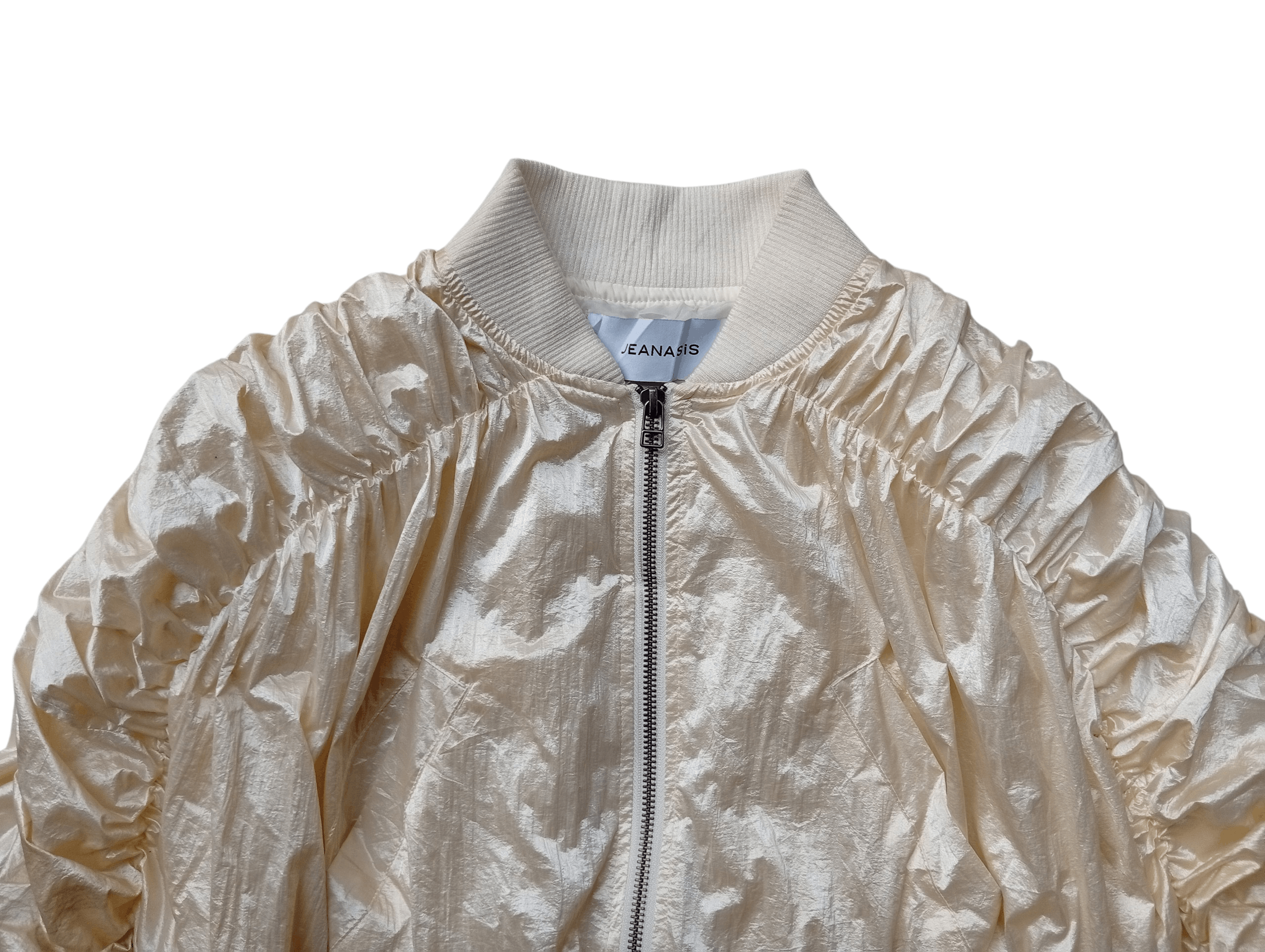 Japanese Brand Jeanasis wrinkled sleeve crop bomber jacket Size M / US 6-8 / IT 42-44 - 2 Thumbnail