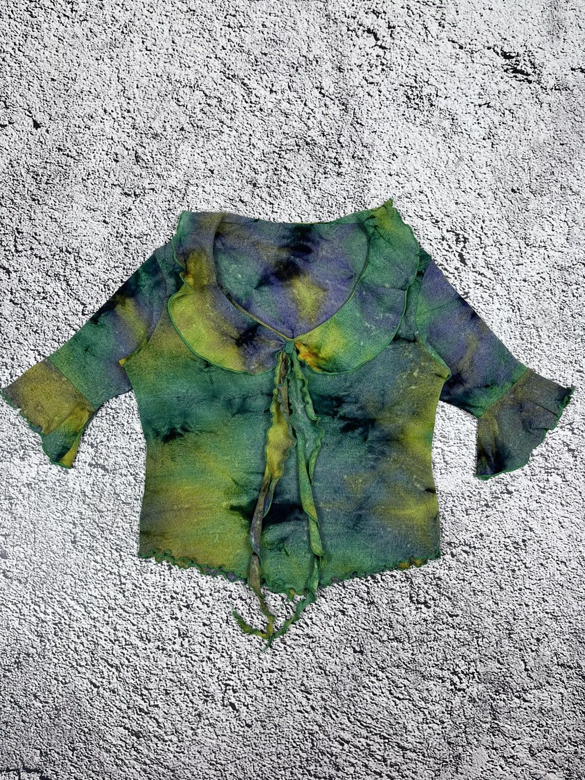 Japanese Brand Vintage Y2K Sheer Mesh Tie Front Top Psychedelic Size M / US 6-8 / IT 42-44 - 1 Thumbnail
