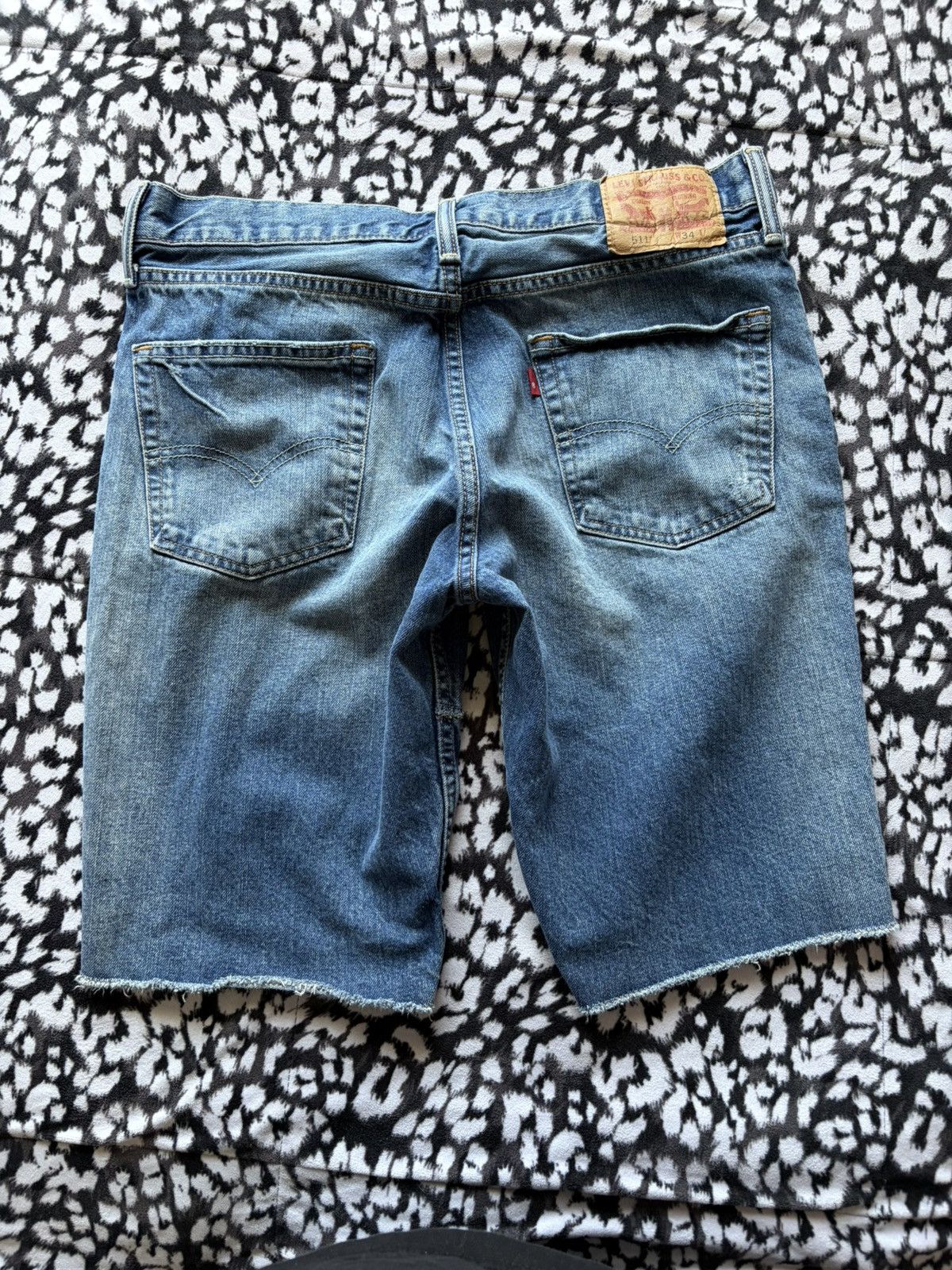 Levi's Distressed/repaired Levi's blue denim cutoff shorts Size US 34 / EU 50 - 3 Thumbnail