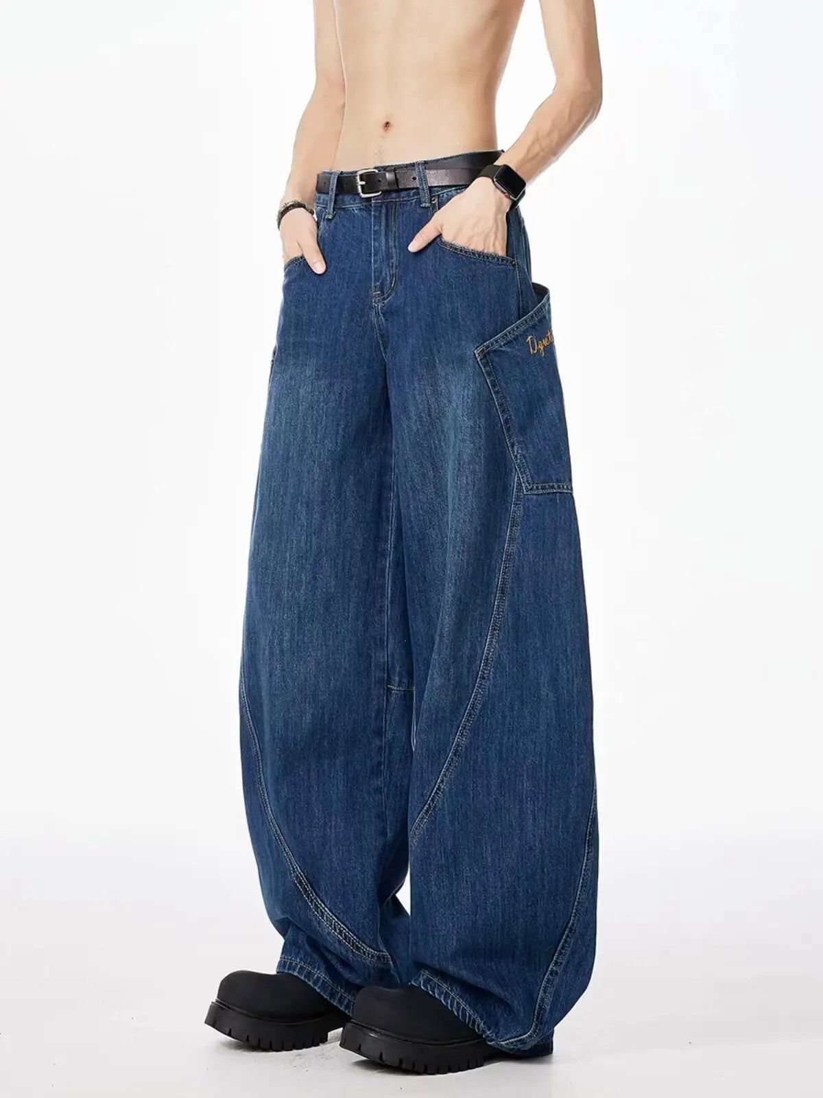 Japanese Brand × Jean Blue Baggy Denim Jeans Vintage Style Size US 26 / EU 42 - 7 Thumbnail