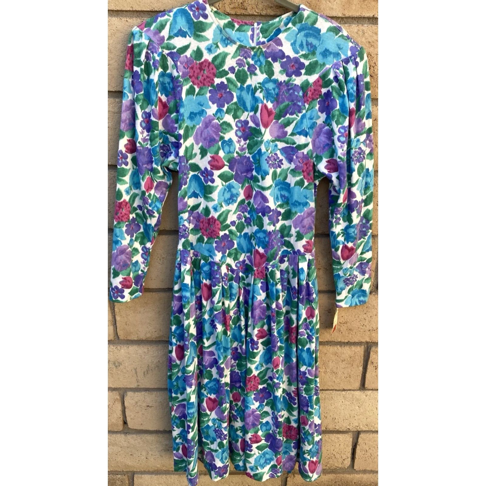 Vintage VINTAGE Expo Dress Long Sleeve Original Tag Floral Size 10 80s 90s Size L / US 10 / IT 46 - 7 Thumbnail