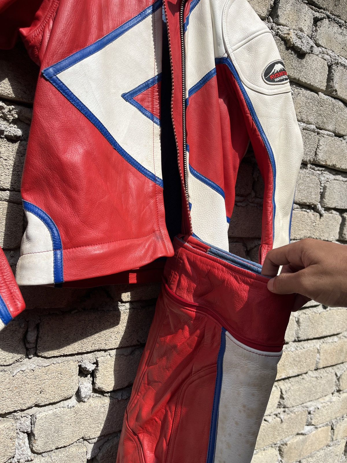 Genuine Leather × Vintage Kushitani Hamamatsu 2 Pieces Overall Leather Racing Set Size US 30 / EU 46 - 8 Thumbnail