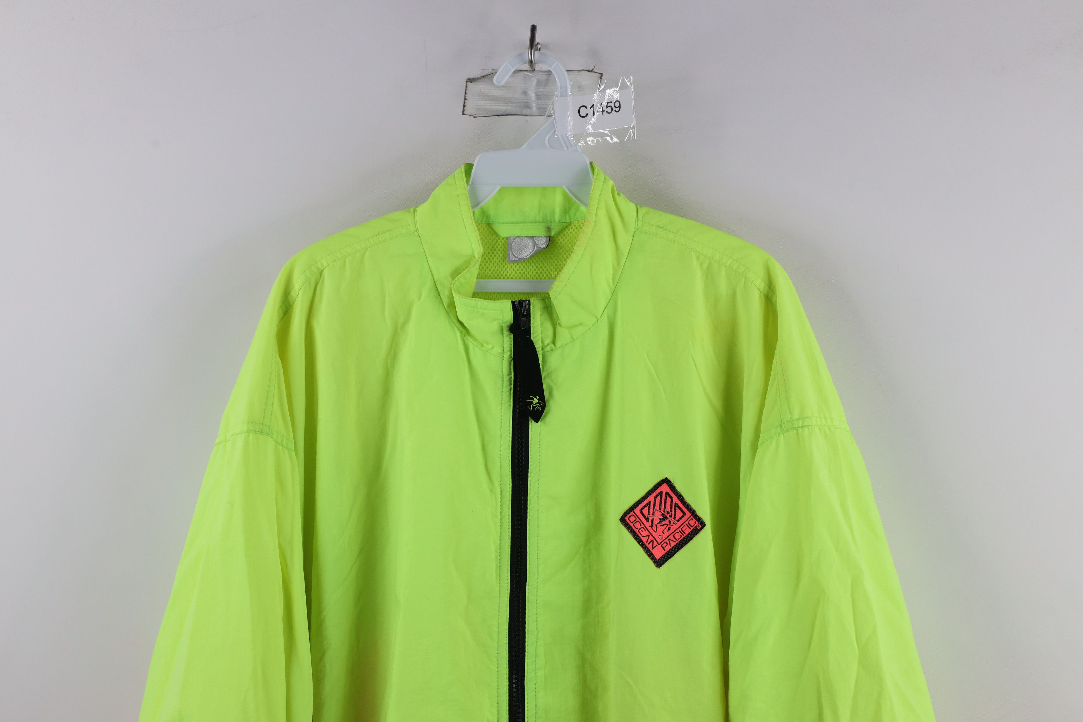 Ocean Pacific × Vintage Vintage 90s Ocean Pacific Surf Block Neon Windbreaker Jacket Size US XL / EU 56 / 4 - 2 Thumbnail