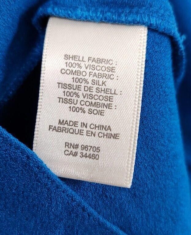 Designer Rebecca Taylor Dress Size 4 Blue V Neck Drapey Silk Blue Size S / US 4 / IT 40 - 7 Thumbnail
