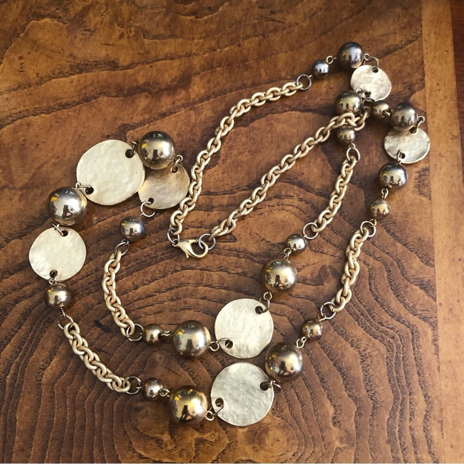 Vintage Vintage 90s gold plated ball and disc necklace Size ONE SIZE - 8 Thumbnail