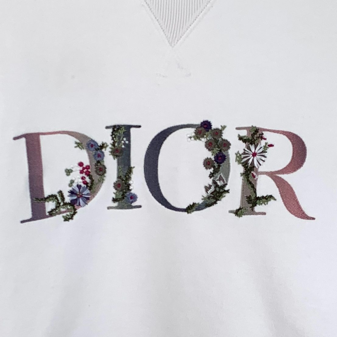 Dior Dior White Floral Embroidered Logo Cotton Sweatshirt XL Roun Size XL / US 12-14 / IT 48-50 - 6 Thumbnail