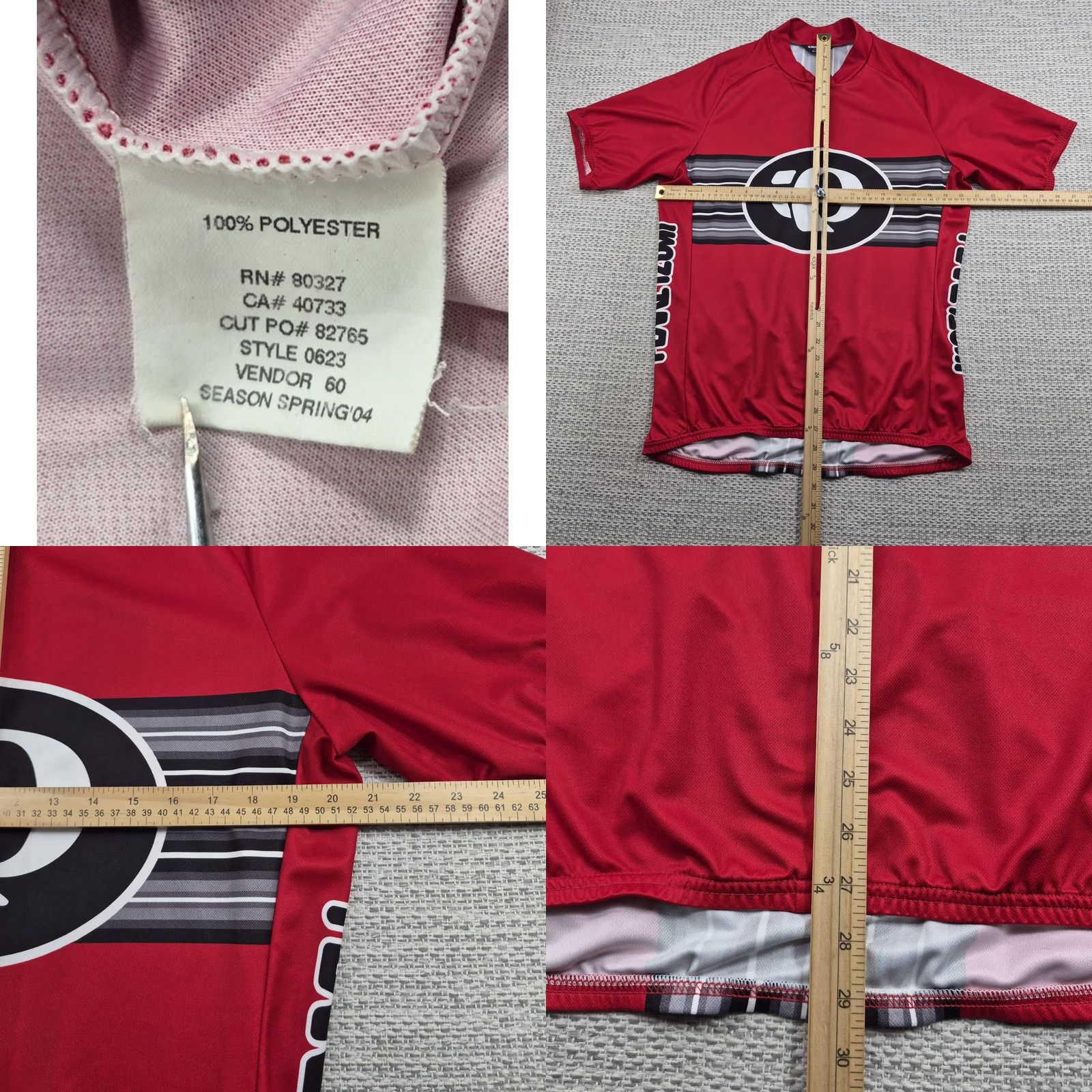 PEARL iZUMi VINTAGE Pearl Izumi Cycling Jersey Mens XL Red 1/4 Zip Striped Logo 2004 Size US XL / EU 56 / 4 - 8 Thumbnail