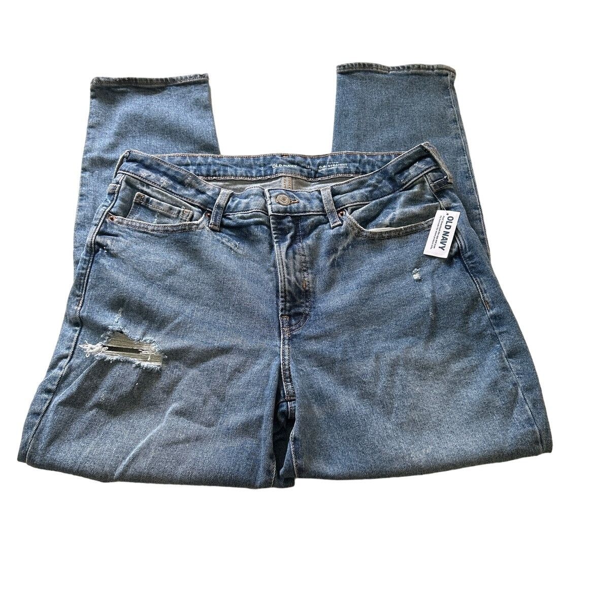 Old Navy Old Navy Womens Blue High Rise O G Straight Jeans 12 Size 34" / US 12 / IT 48 - 3 Thumbnail