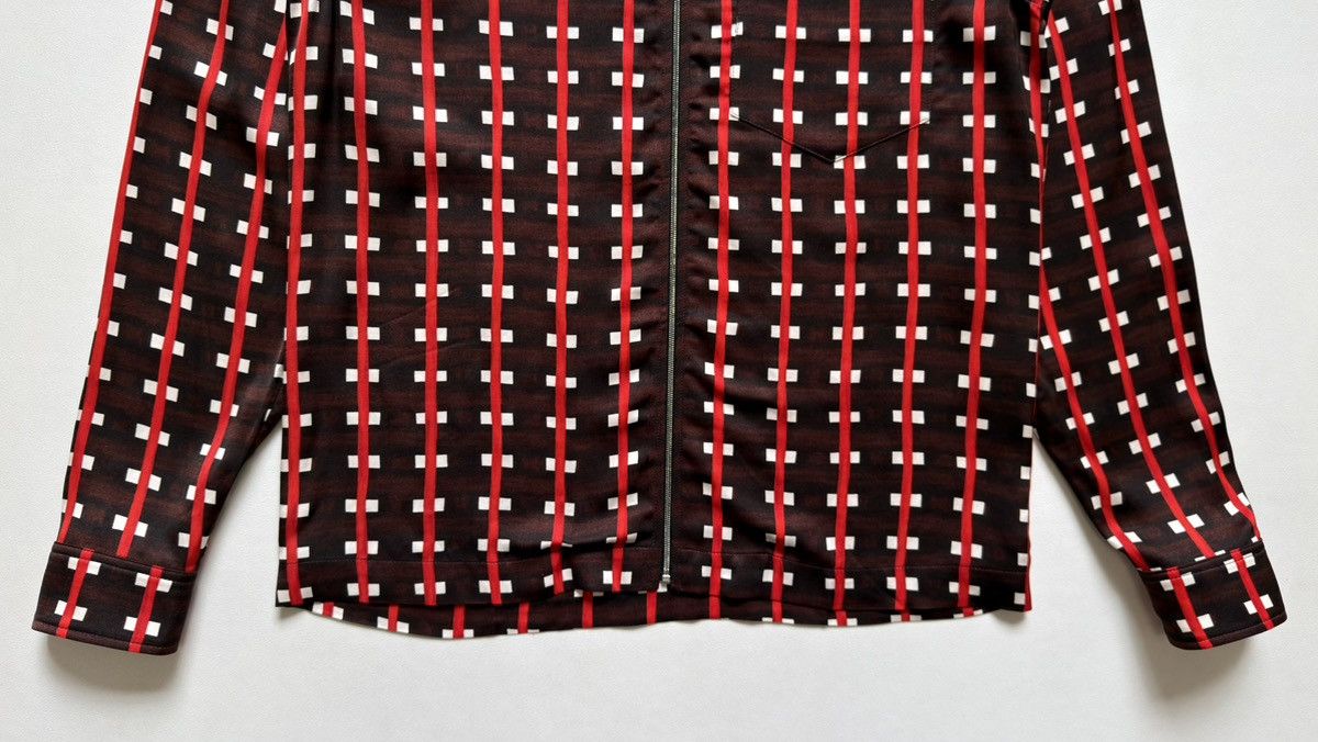 Wales Bonner ‘Relief’ Brown + Red Patterned Zip Shirt Size US M / EU 48-50 / 2 - 9 Thumbnail