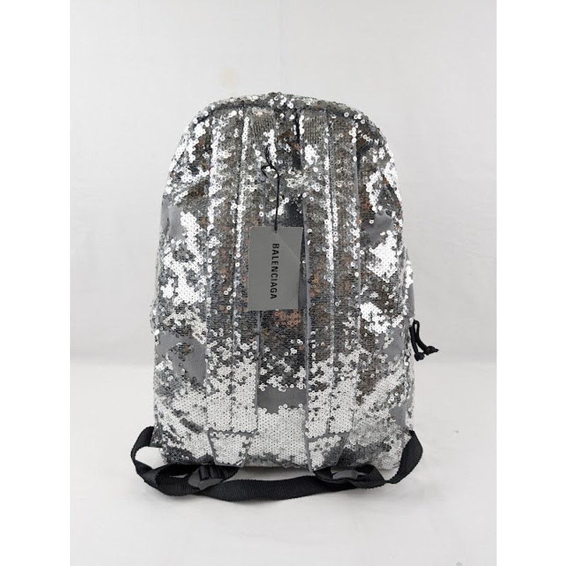 Balenciaga o1rshd1 Size: OS/Sequin Embroidered Nylon EX Backpack Silver Size ONE SIZE - 10 Thumbnail