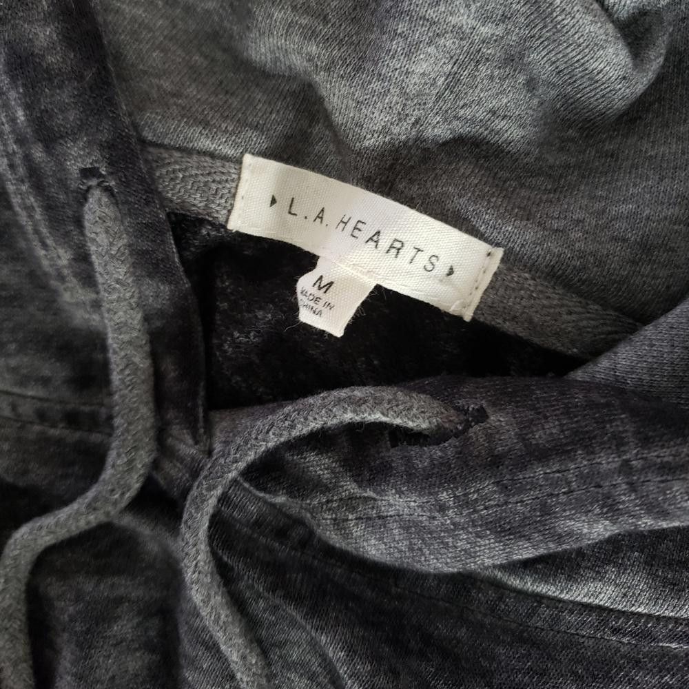 Designer Grey Black LA Hearts Cropped Hoodie Size M / US 6-8 / IT 42-44 - 3 Thumbnail
