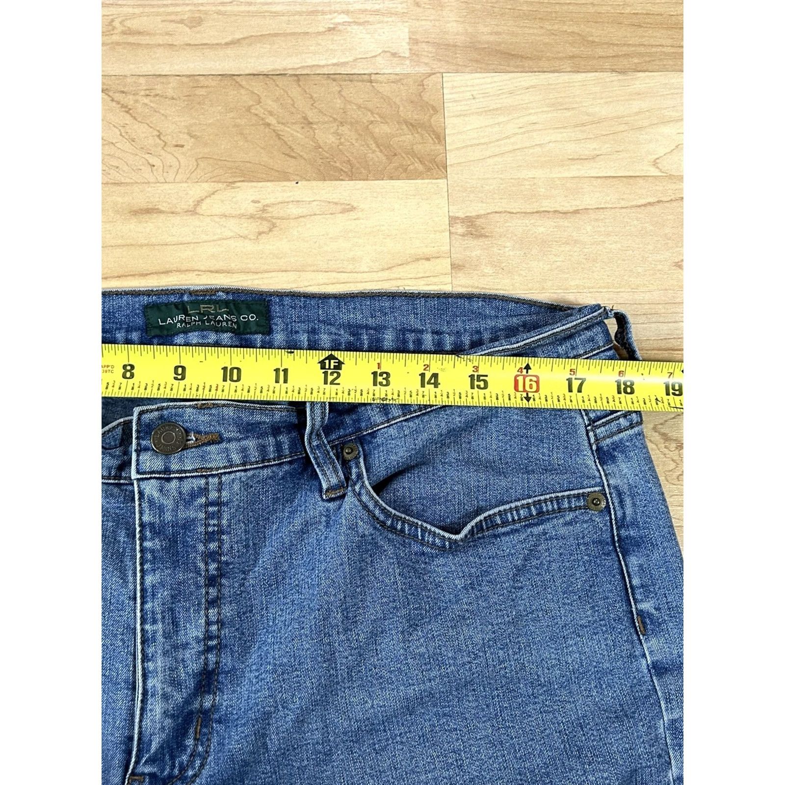 Ralph Lauren LRL Lauren Classic Bootcut Stretch Medium Wash Denim Jeans Sz 12 Women Regular Belt Loops 5-Pocket Style Bootcut Size 34" / US 12 / IT 48 - 3 Thumbnail