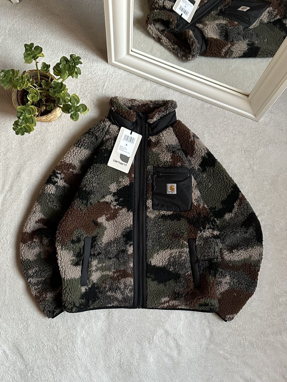 Pre-owned Carhartt X Vintage Carhartt Camo Box Logo Sherpa Y2k Streetwear Light Jacket