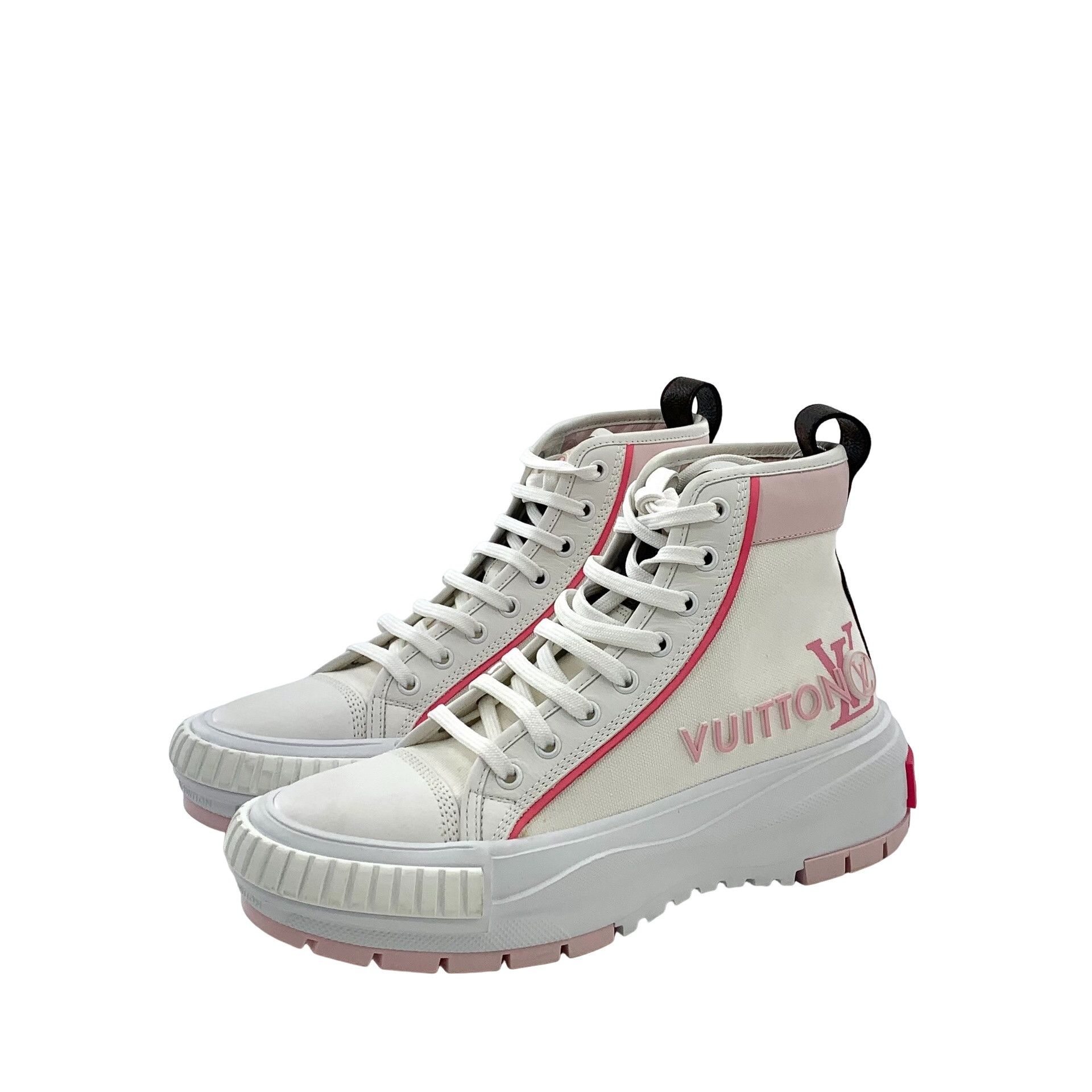 Louis Vuitton Louis Vuitton Squad Logo Hi-Top Sneakers IT 37.5 Size US 7.5 / IT 37.5 - 1 Thumbnail