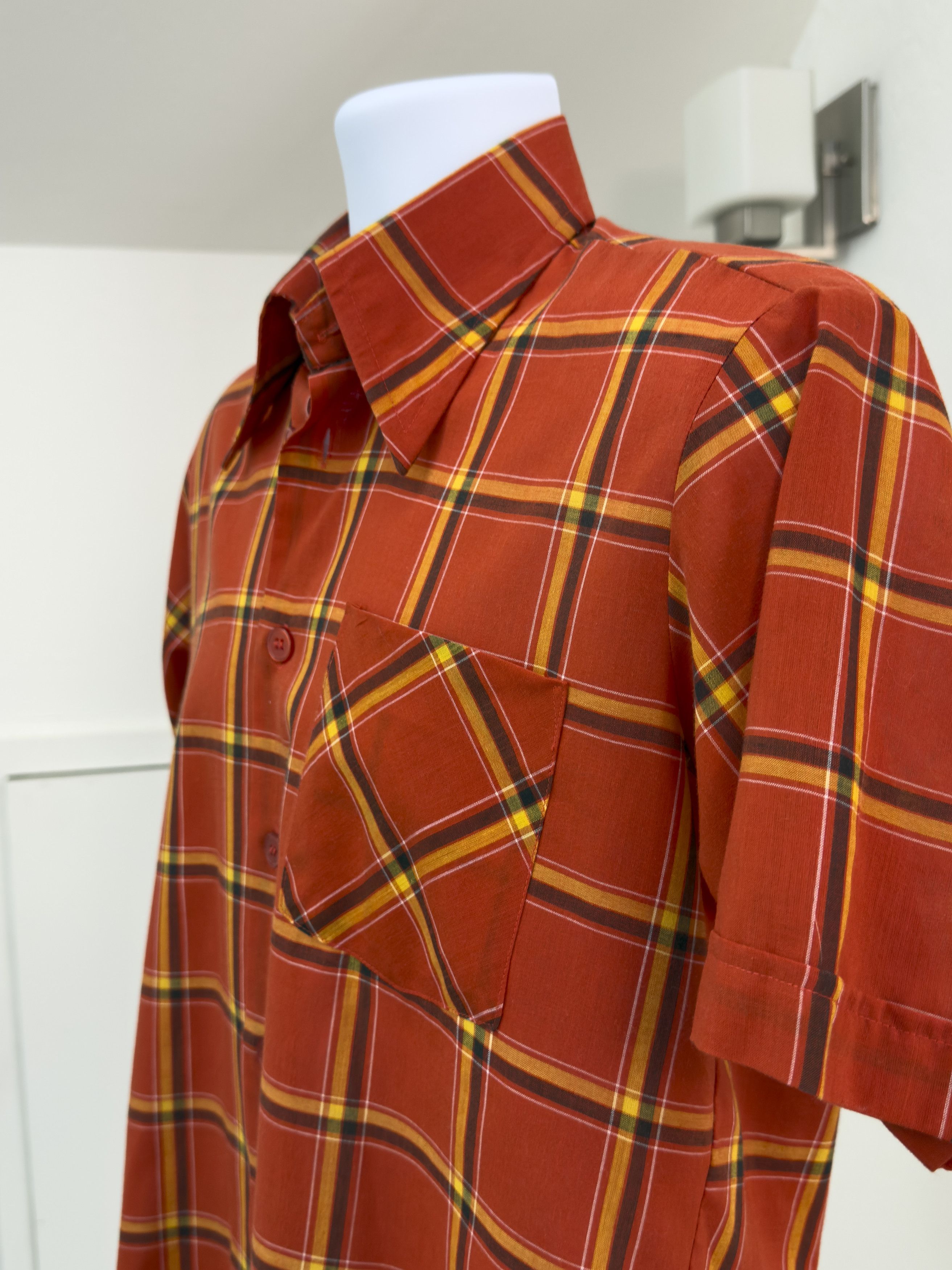 Other Vintage La Chemise Royal Orange Plaid Shirt Size US M / EU 48-50 / 2 - 3 Thumbnail