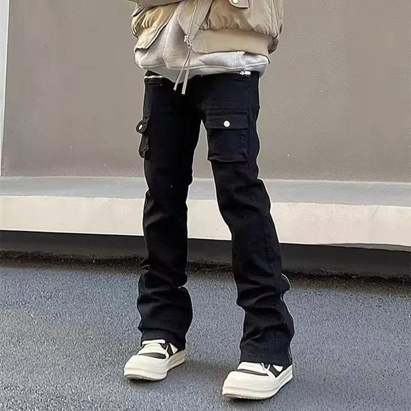Japanese Brand Zipper Black Flared Jeans Cargo Pants Size US 30 / EU 46 - 7 Thumbnail