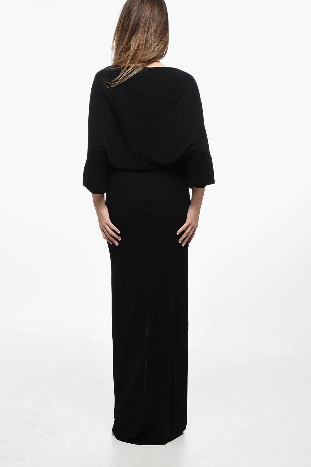 Saint Laurent Paris og1mm0326 V-neck Draped Dress in Black Size M / US 6-8 / IT 42-44 - 2 Thumbnail