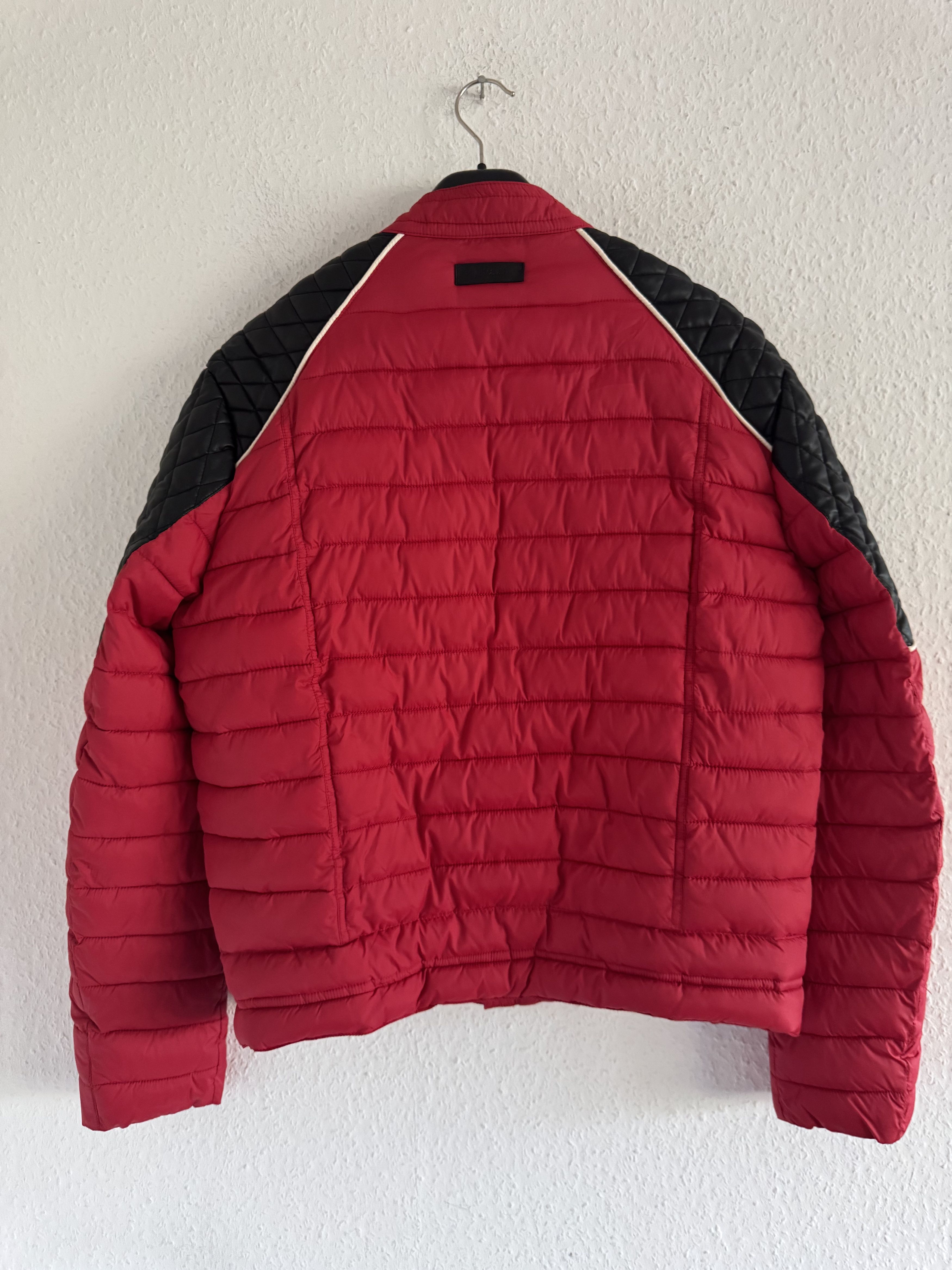 Just Cavalli Quilted Biker Down Jacket With Leather Shoulders Size US XL / EU 56 / 4 - 14 Thumbnail