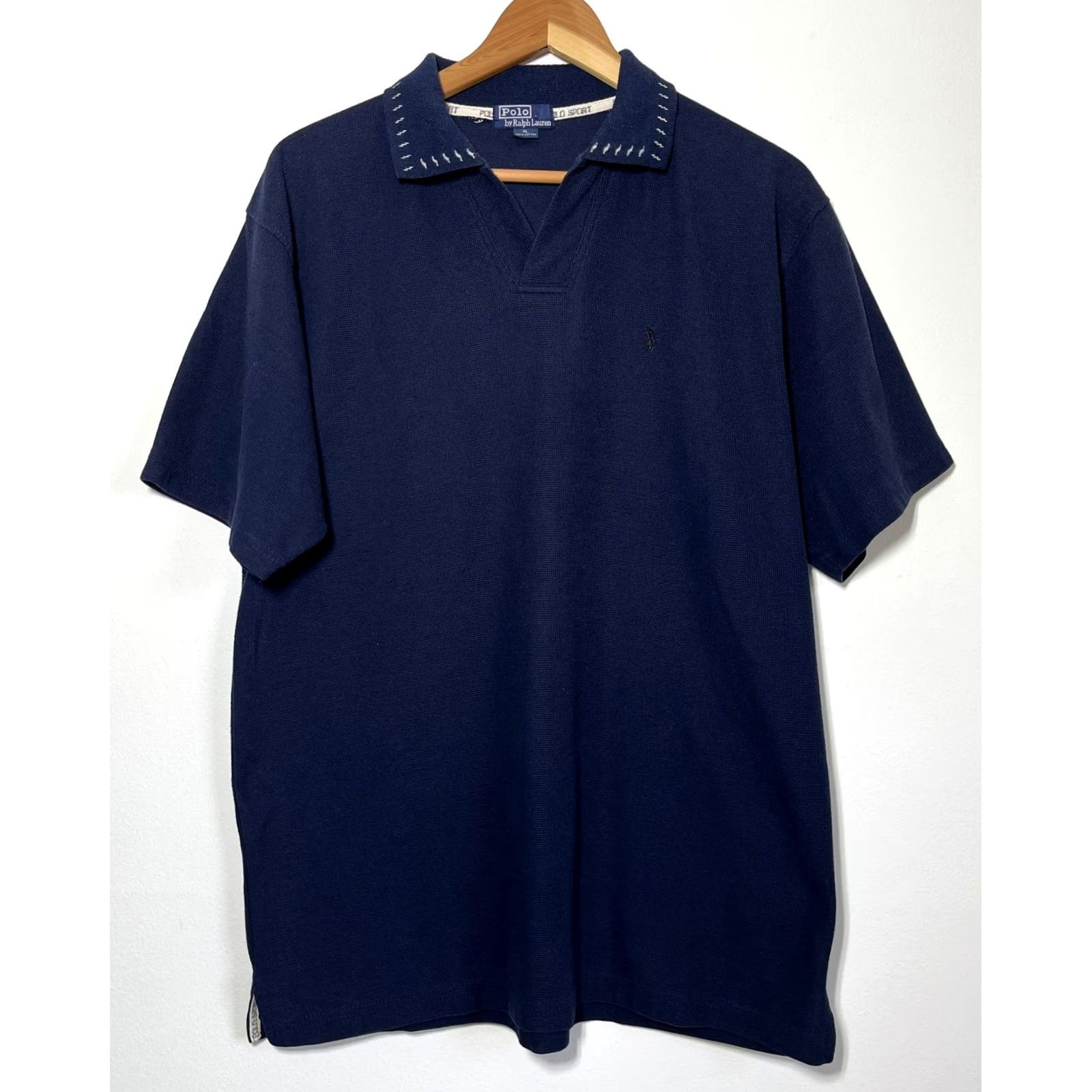 Polo Ralph Lauren Polo Ralph Lauren Polo Shirt Mens 90s Vintage V-Neck Short Sleeve Navy XL Made in USA Size US XL / EU 56 / 4 - 2 Thumbnail