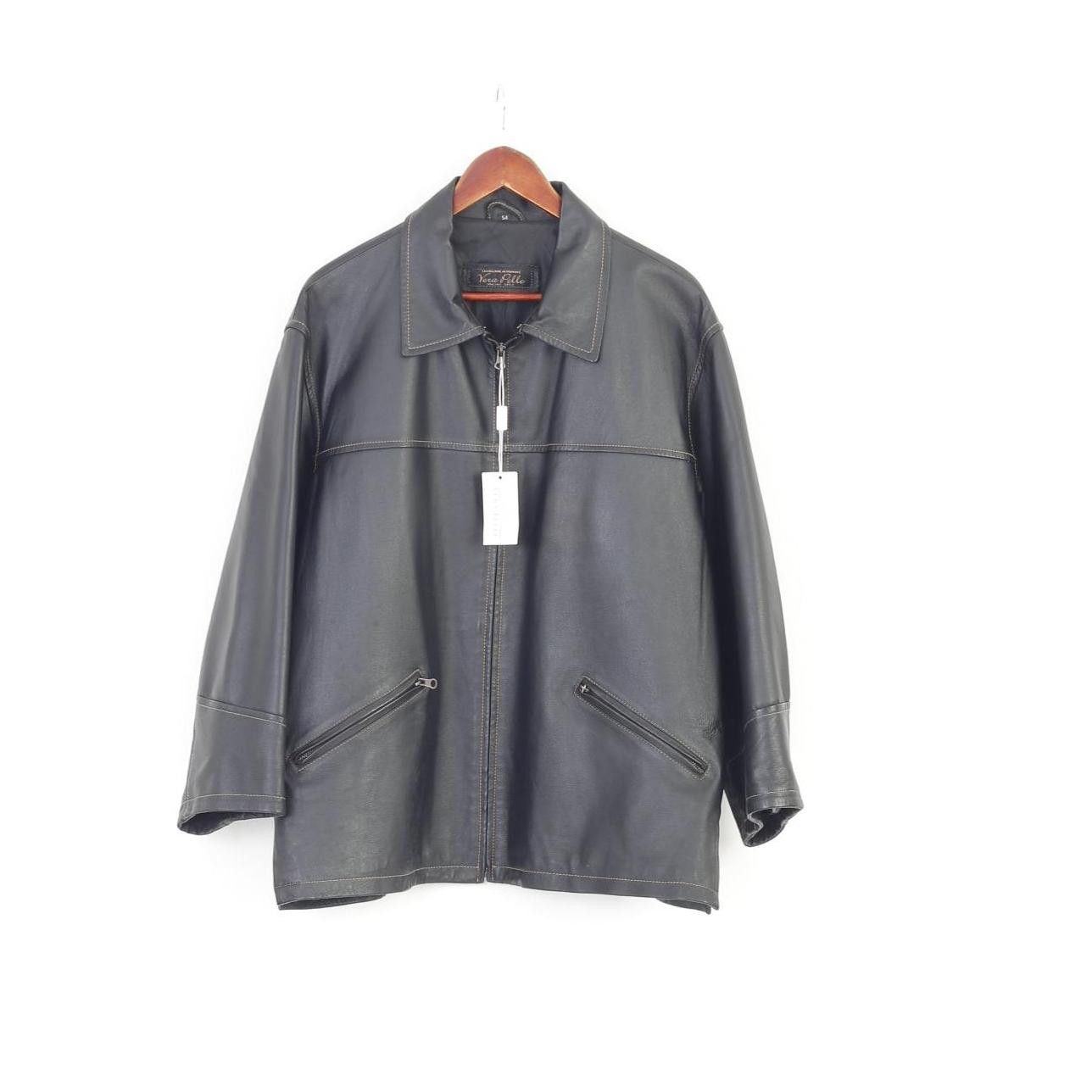 Vera Pelle × Vintage New Vintage Men 54 L Leather Jacket Black Full Zipper 1194 Size US L / EU 52-54 / 3 - 1 Thumbnail