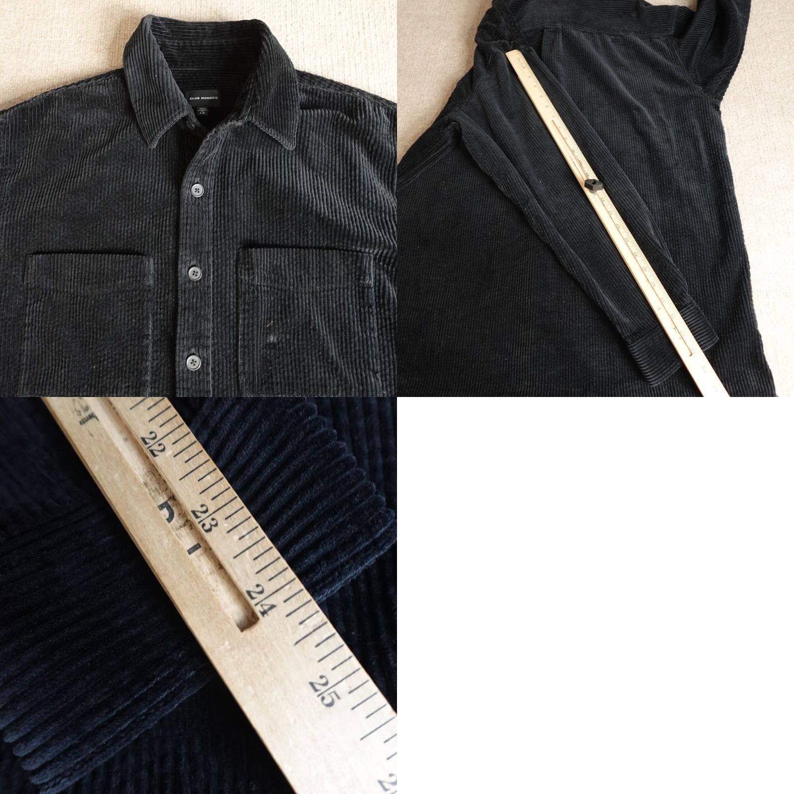 Club Monaco Club Monaco Shirt Mens Large Black Corduroy Overshirt Shacket Button-Up Casual Pockets Cotton Size US L / EU 52-54 / 3 - 8 Thumbnail