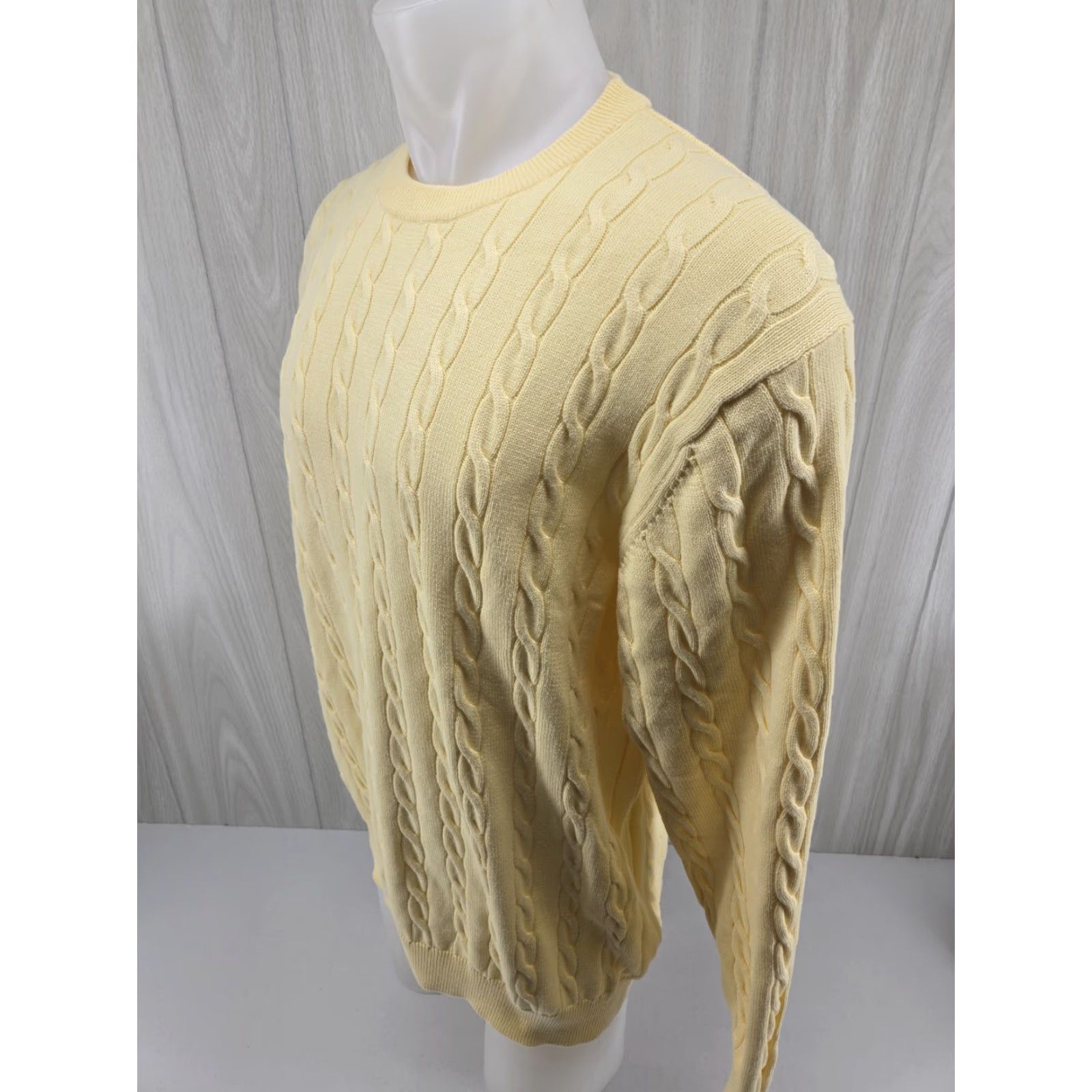 Vintage Duck Head Cable Knit Sweater Yellow Men’s XL Long Sleeve Crew Neck Pullover Size US XL / EU 56 / 4 - 4 Thumbnail