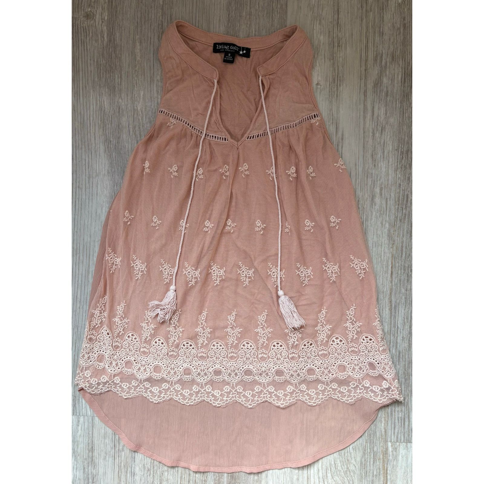Other Living Doll | Women's Boho Lace Sleeveless Tunic Top | Small Size S / US 4 / IT 40 - 1 Thumbnail