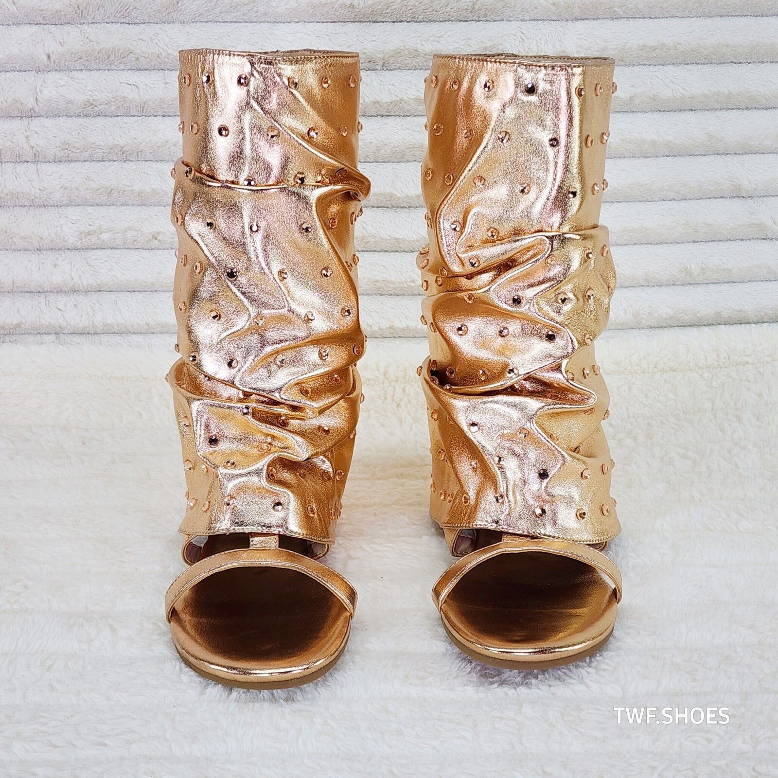 Other Fabulous Metallic Rose Gold Upper & Rhinestones Sandal Slouc Size US 8 / IT 38 - 5 Thumbnail