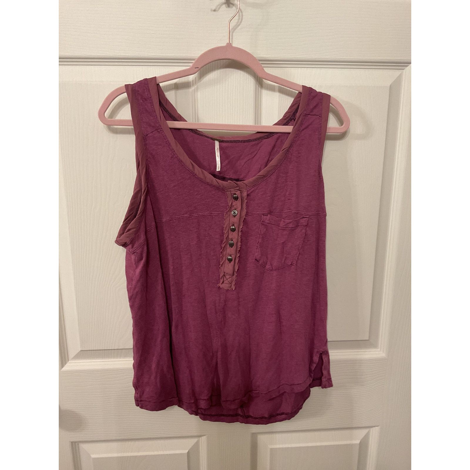 Free People Free People Linen Burnout Button Henley Traveler Tank,S Size S / US 4 / IT 40 - 2 Thumbnail